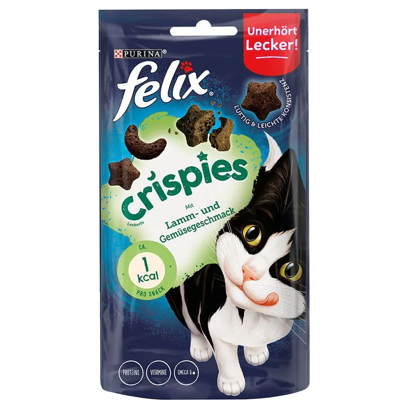 Felix Crispies Snack per gatto (Set %: 3 x 45 g Agnello & Verdure)