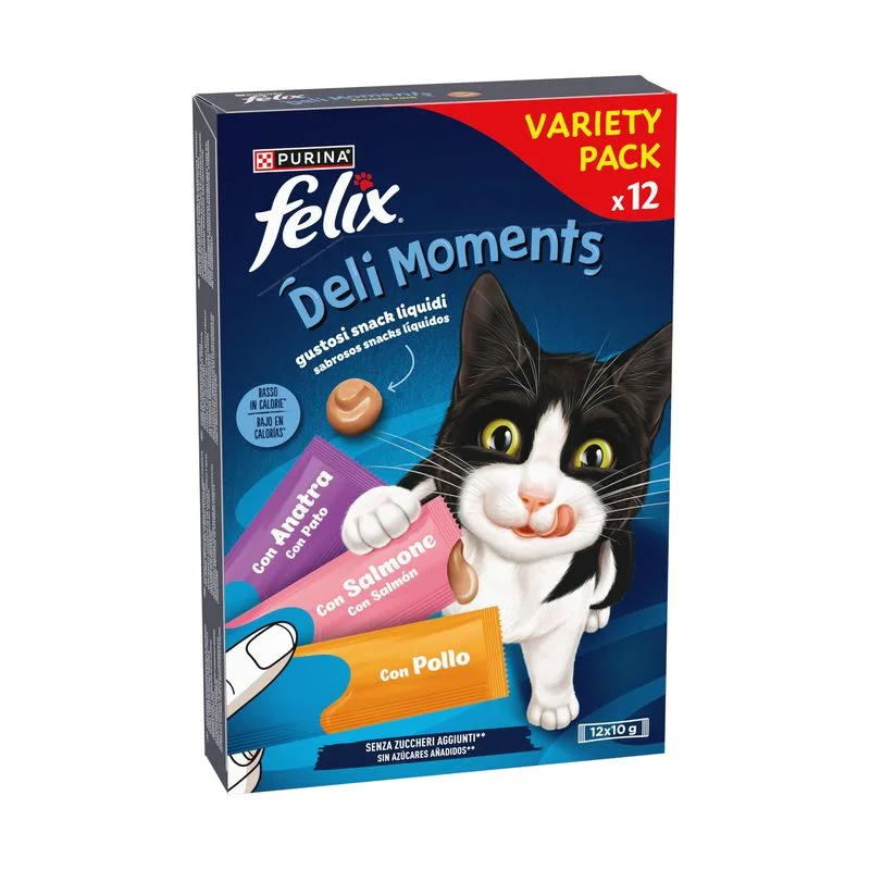 Felix Deli Moments Multipack (12 x 10 g Pollo, Salmone, Anatra)
