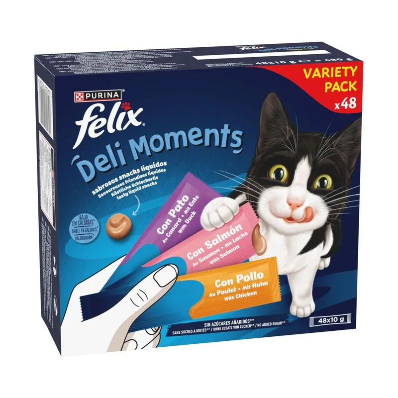 Felix Deli Moments Multipack (48 x 10 g Pollo, Salmone, Anatra)