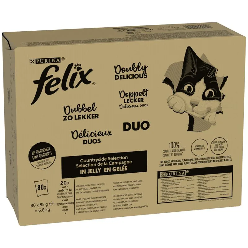 Felix Le Ghiottonerie in Gelatina 80 x 85 g (Doppia Delizia Selezione di Campagna)