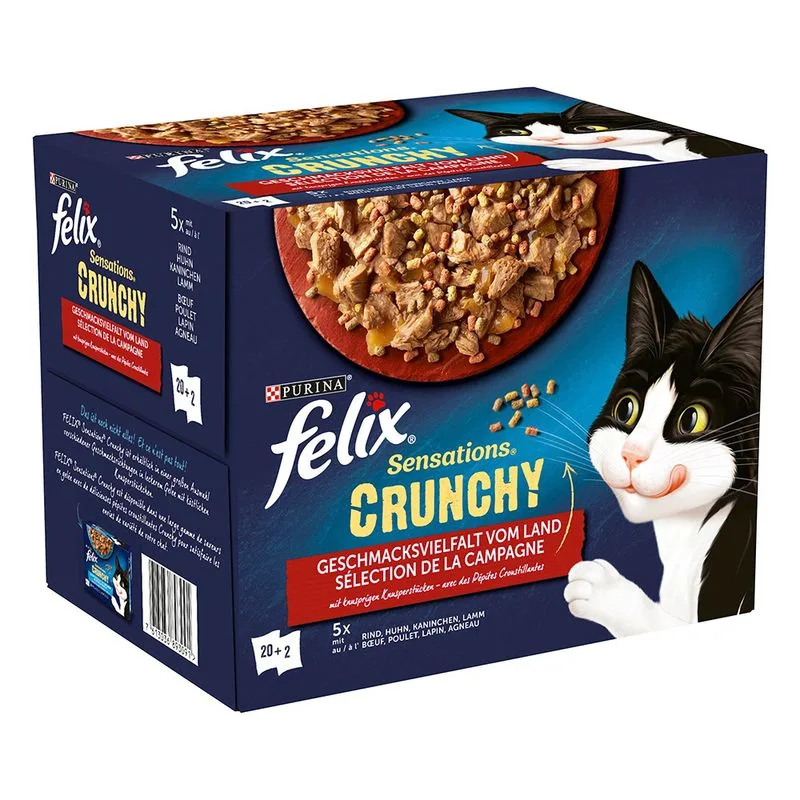 Felix Sensations Crunchy Crumbles 20 x 85 g + Topping 2 x 40 g