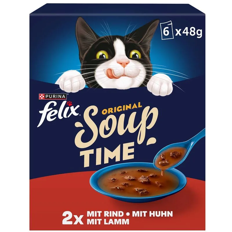 Felix Soup Time Original 6 x 48 g (Selezioni deliziose (Manzo, Pollo, Agnello))
