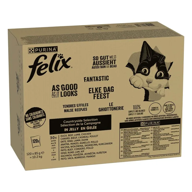 Multipack Felix Le Ghiottonerie 120 x 85 g (Varietà di carne (Pollo, Manzo, Anatra, Agnello))