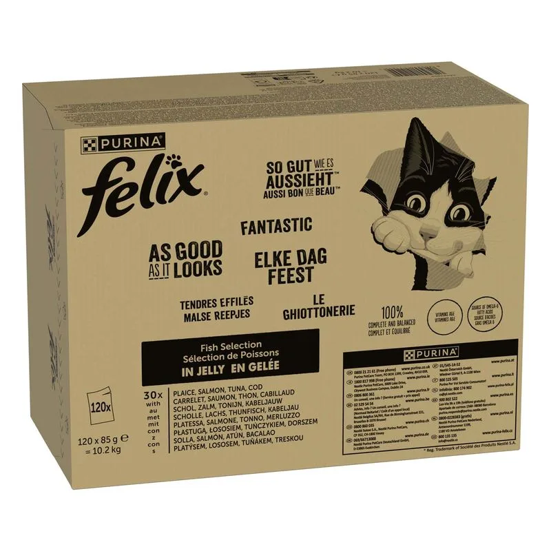 Multipack Felix Le Ghiottonerie 120 x 85 g (Varietà di pesce 2 (Tonno, Salmone, Merluzzo, Platessa))