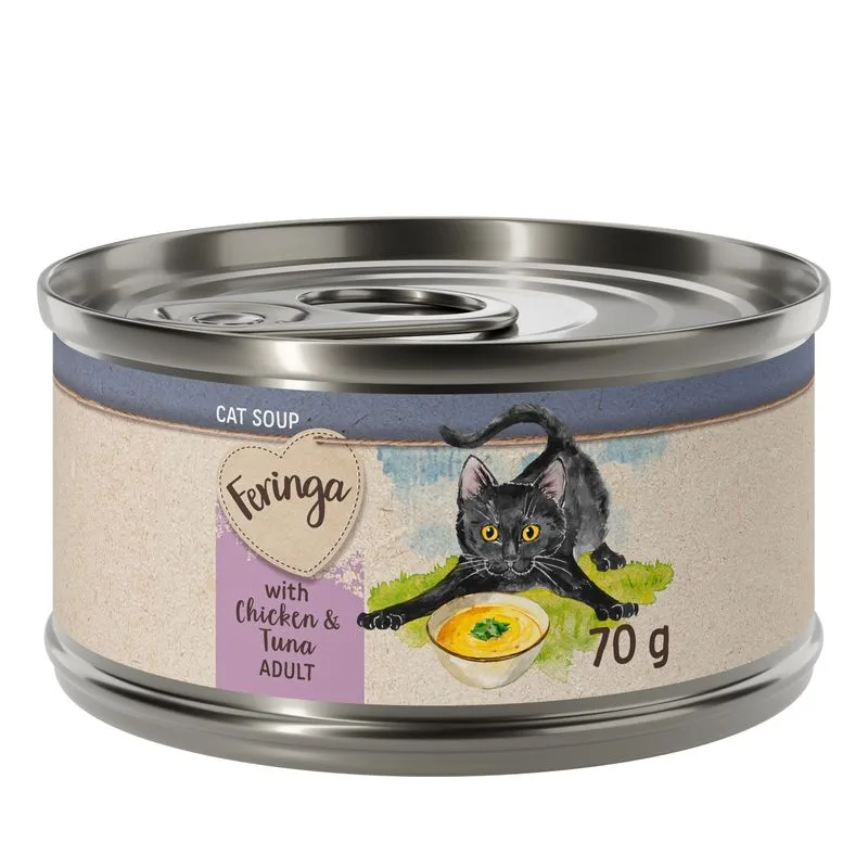 Feringa Cat Soup 24 x 70 g Alimento complementare per gatto (Pollo e Tonno)