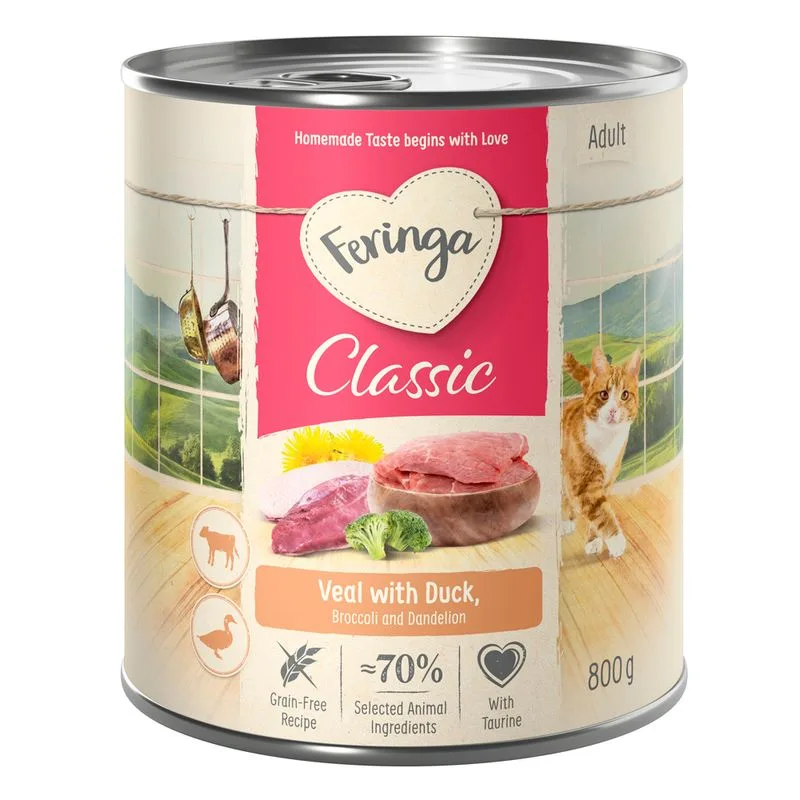 Feringa Classic Meat Menù 12 x 800 g (Anatra & Vitello con Broccoli e Tarassaco)