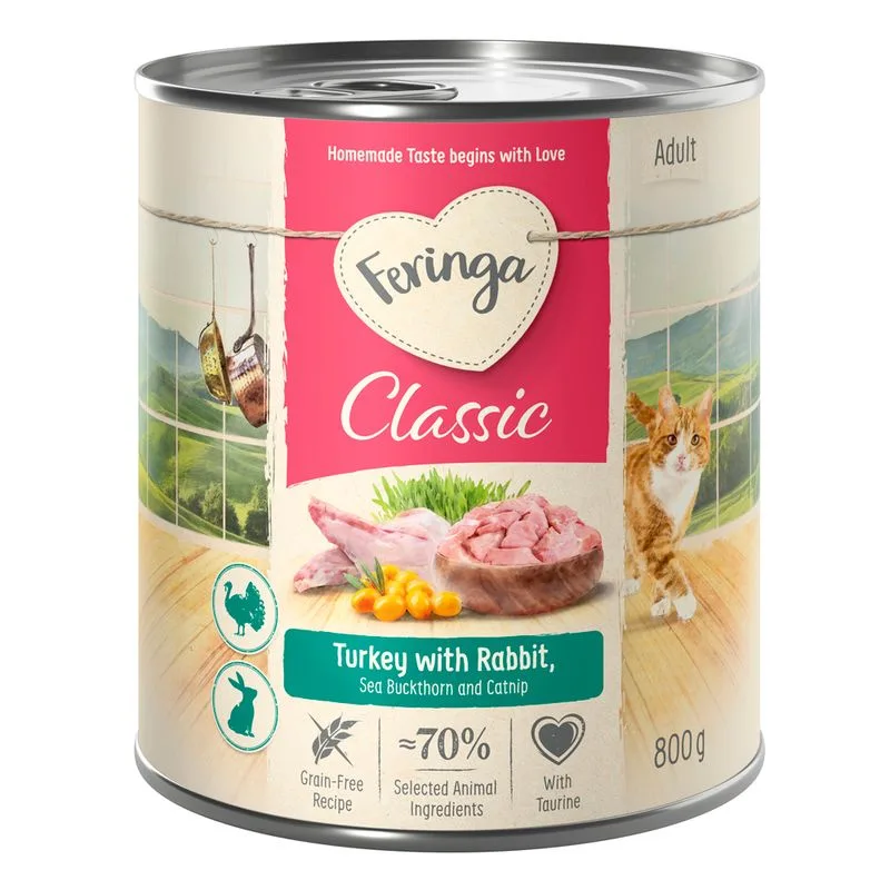 Feringa Classic Meat Menù 12 x 800 g (Coniglio & Tacchino con Olivello ed Erba gatta)