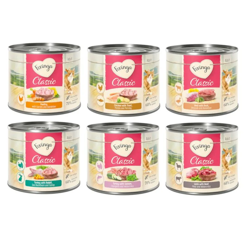 Feringa Classic Meat Menù 18 x 200 g (Mix 2:  Anatra, Coniglio, Trota, Salmone, Pollame, Agnello)