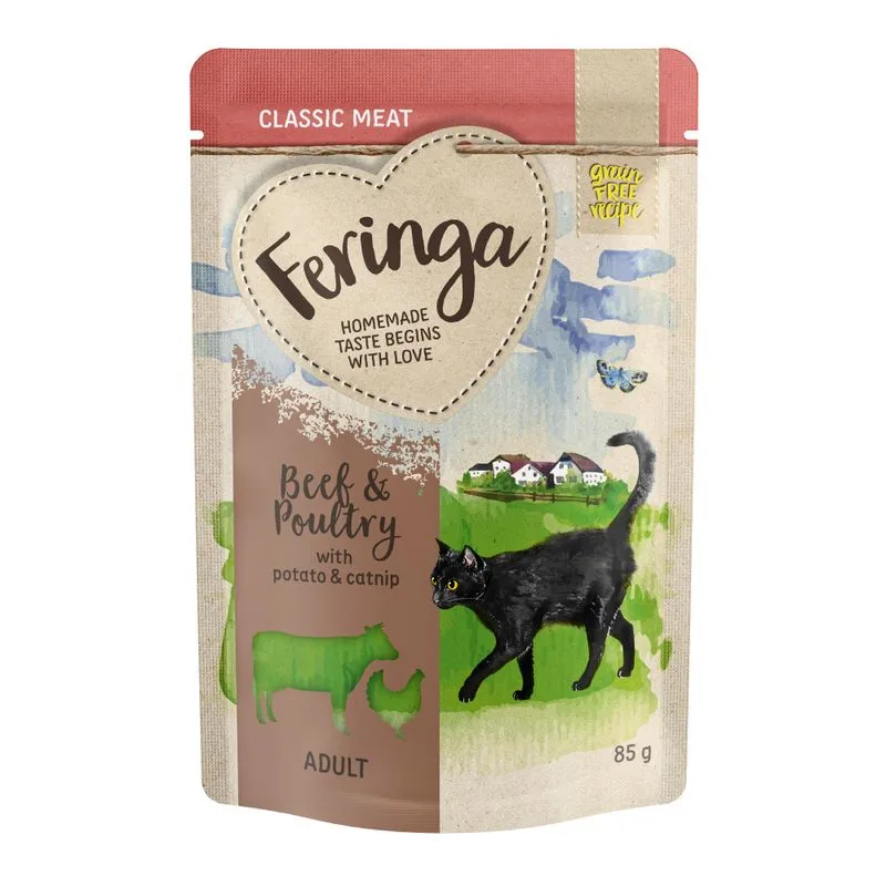 Feringa Classic Meat Menù Busta 48 x 85 g (Manzo & Pollame con Patate ed Erba gatta)