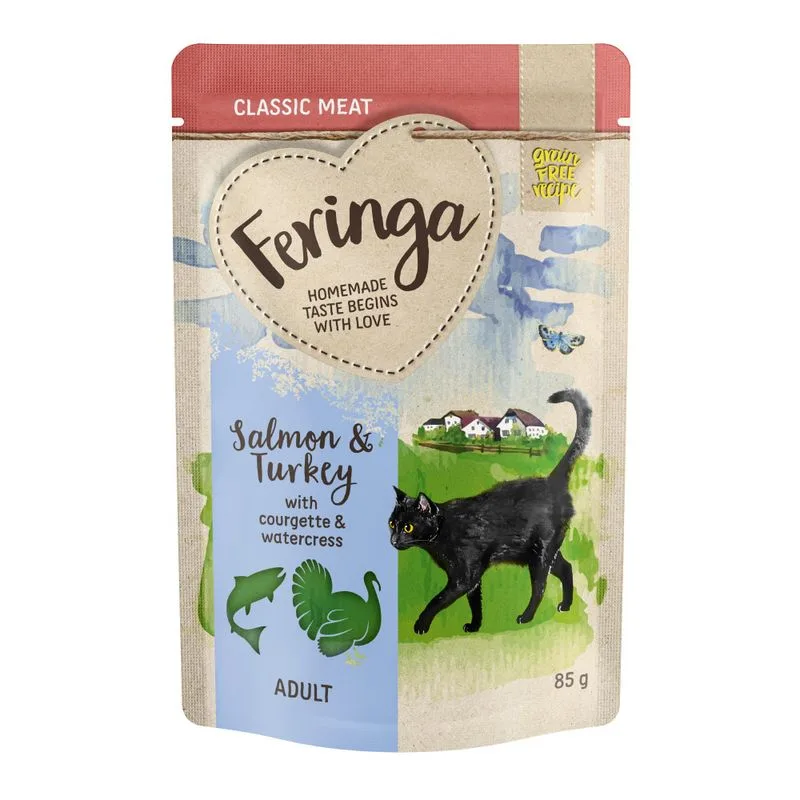 Feringa Classic Meat Menù Busta 48 x 85 g (Salmone & Tacchino con Zucchine e Crescione)