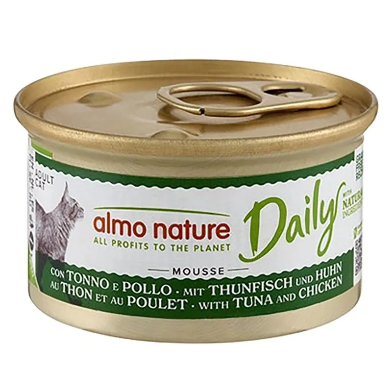 Almo Nature Daily 24 x 85 g Alimento umido per gatti (Mousse con Tonno e Pollo)