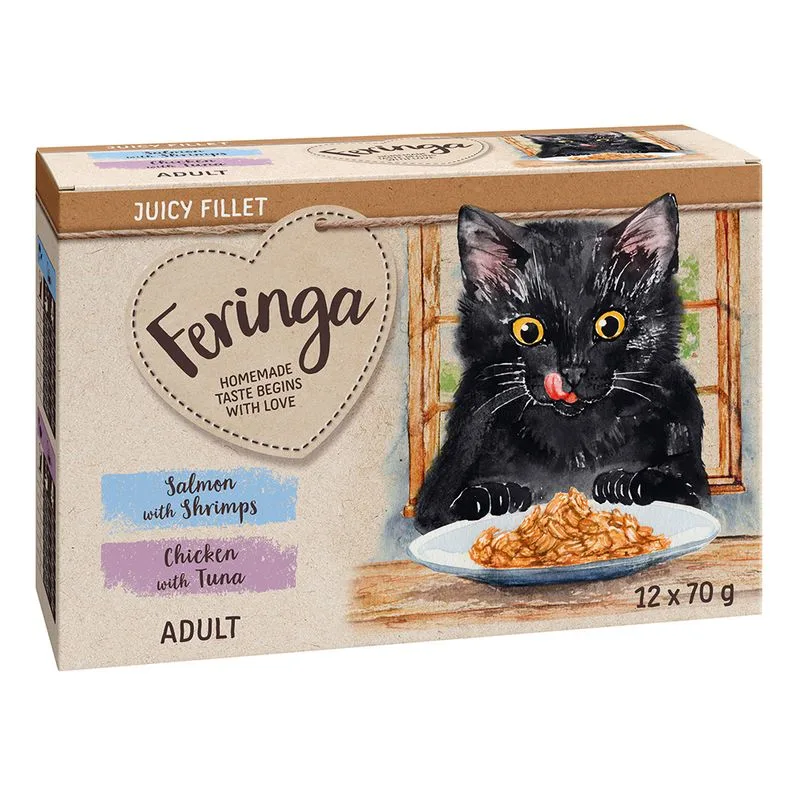 Feringa Juicy Fillet 24 x 70 g (Mix: Salmone con Gamberi e Pollo con Tonno)