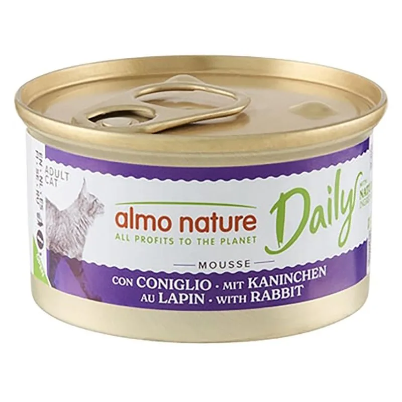 Almo Nature Daily 24 x 85 g Alimento umido per gatti (Mousse con coniglio)