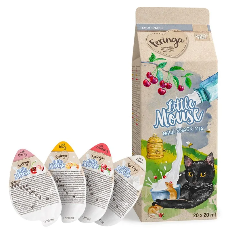 Feringa Little Mouse Milk Snack per gatti (Set %: 40 x 20 ml - 4 varianti)