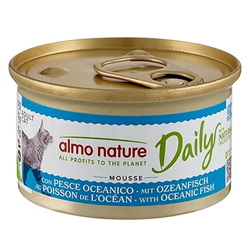 Almo Nature Daily 24 x 85 g Alimento umido per gatti (Mousse con pesce oceanico)