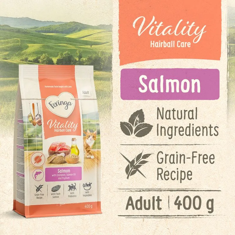 Feringa Vitality Hairball Care - Salmone Crocchette per gatti (400 g)