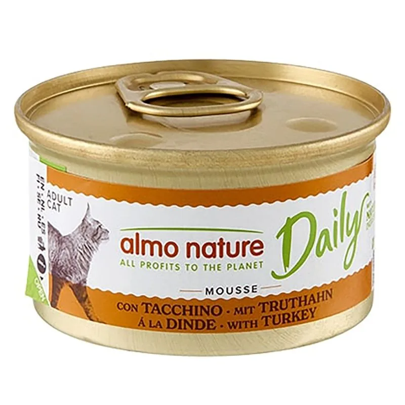 Almo Nature Daily 24 x 85 g Alimento umido per gatti (Mousse con tacchino)