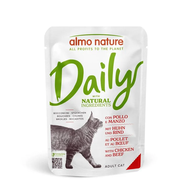 Almo Nature Daily 6 x 70 g umido per gatto (Pollo e Manzo)