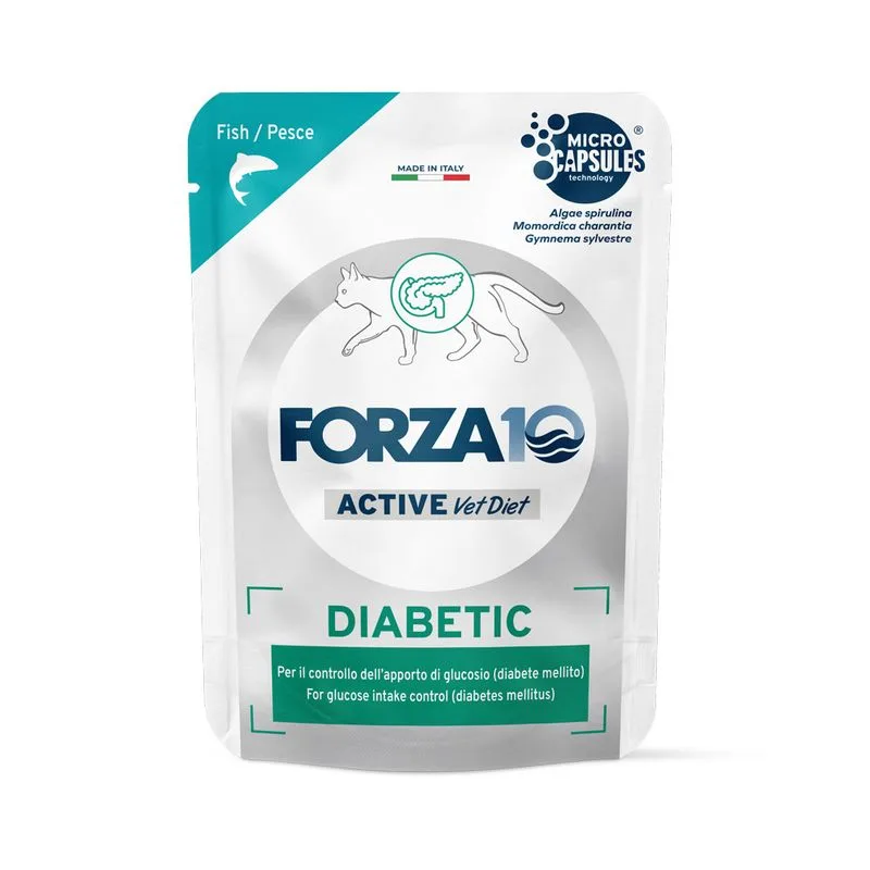 Forza10 Diabetic Active Vet Diet Pesce umido per gatti (Set %: 24 x 80 g)