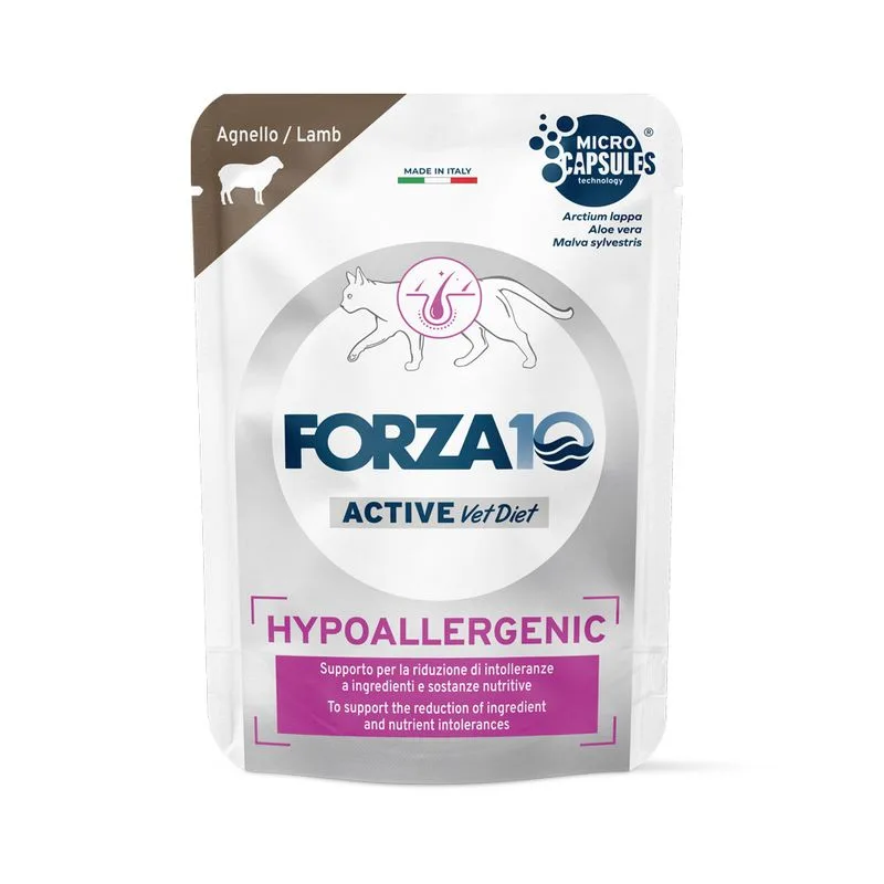 Forza10 Hypoallergenic Active Vet Diet umido per gatti (Set %: 24 x 80 g Agnello)
