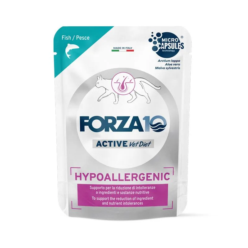 Forza10 Hypoallergenic Active Vet Diet umido per gatti (Set %: 24 x 80 g Pesce)