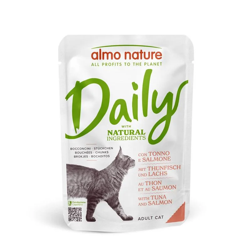 Almo Nature Daily 6 x 70 g umido per gatto (Tonno e Salmone)
