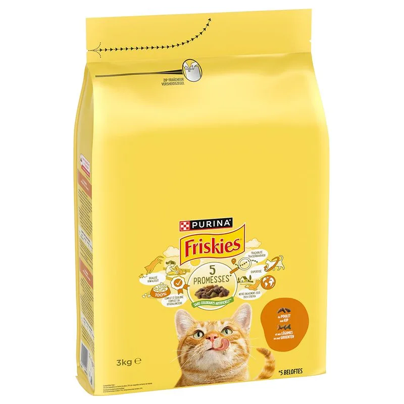 PURINA Friskies Adult con Pollo e Verdure Crocchette per gatto (Set %: 3 x 3 kg)