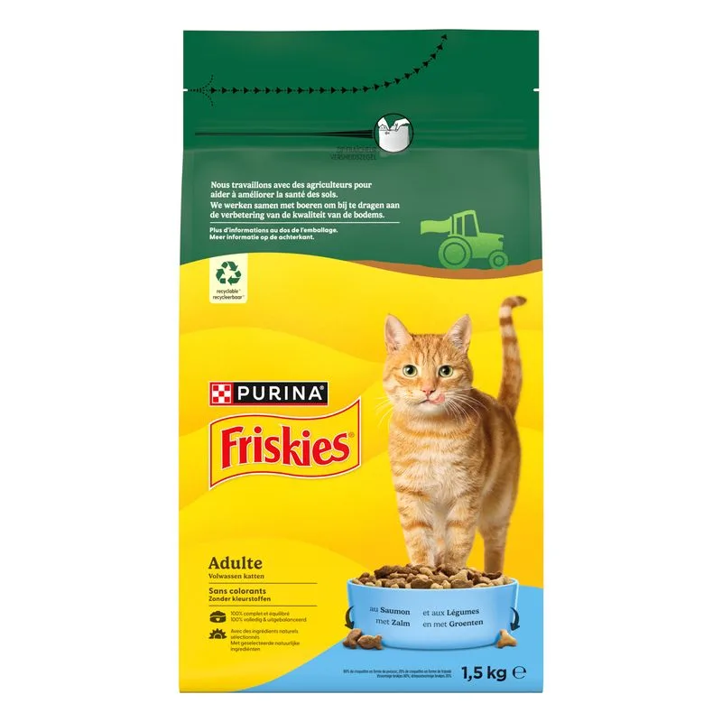 PURINA Friskies Adult con Salmone e Verdure (Set %: 3 x 1,5 kg)