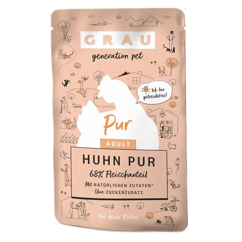 GRAU Adult Senza cereali 32 x 125 g umido per gatto (Pollo puro)
