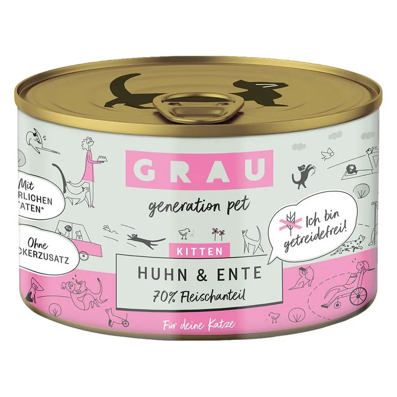 GRAU Grandi Golosi Kitten senza cereali 6 x 200 g (Pollo & Anatra)