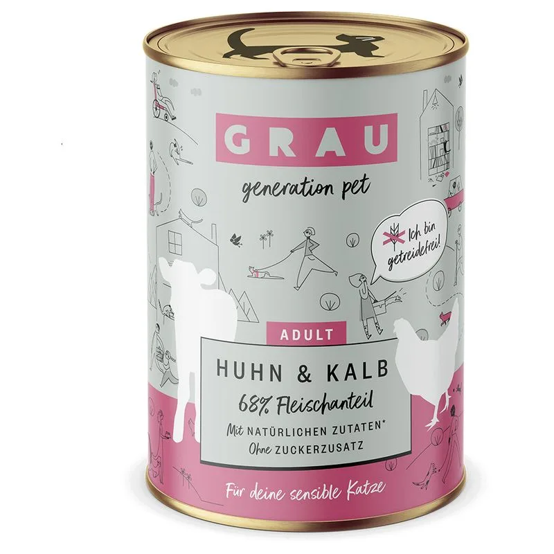 GRAU Grandi Golosi Senza Cereali 6 x 400 g (Pollo e Vitello)