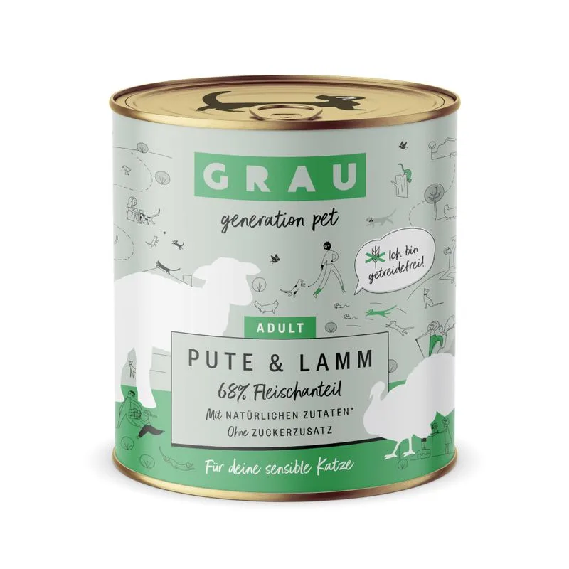 GRAU Grandi Golosi Senza Cereali 6 x 800 g umido per gatto (Tacchino & Agnello)