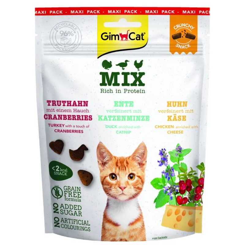 GimCat Crunchy Snack per gatti (Set %: 2 x 140 g Mix Tacchino, Anatra, Pollo)