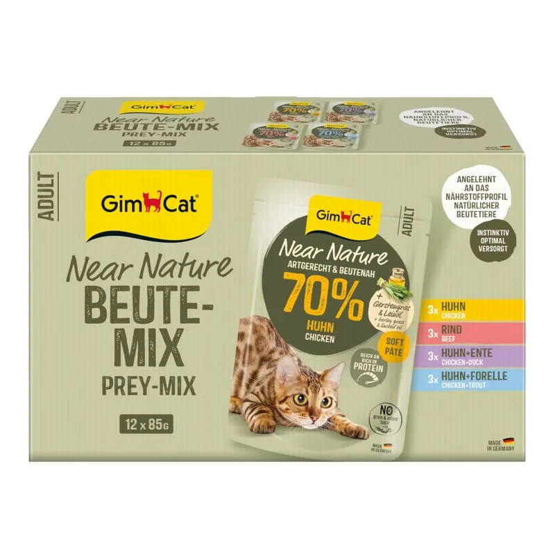 GimCat Near Nature Pacco misto 12 x 85 g Umido per gatto