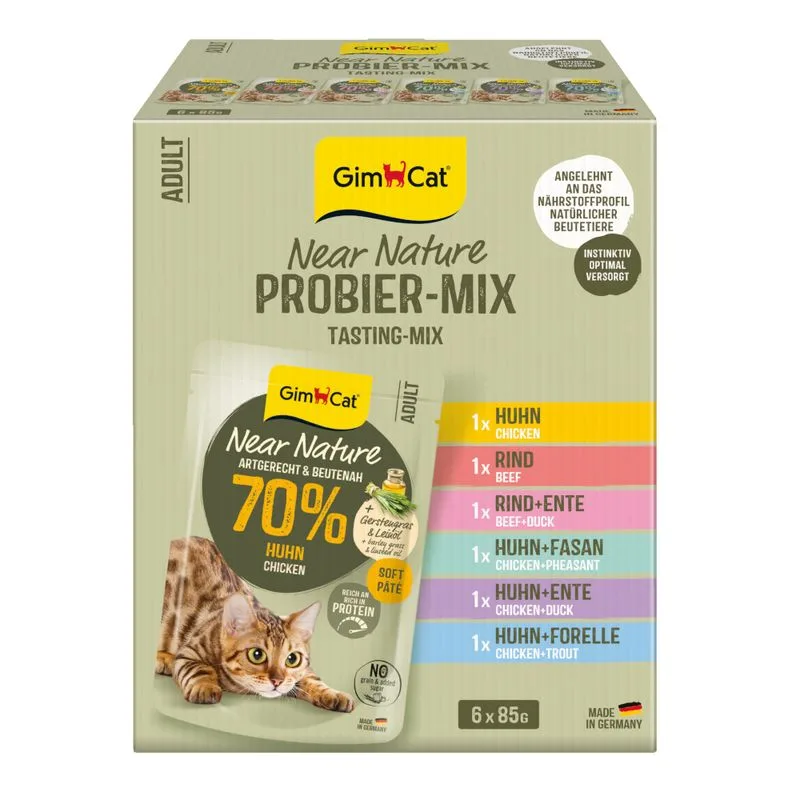 GimCat Near Nature Pacco misto 6 x 85 g Umido per gatto