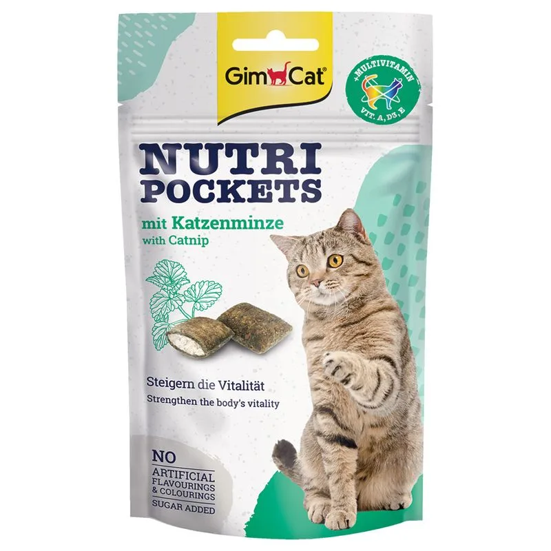 GimCat Nutri Pockets Erba gatta Snack per gatto (Set %: 6 x 60 g)