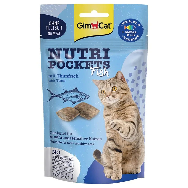 GimCat Nutri Pockets Pesce Snack per gatto (Set %: 6 x 60 g con Tonno)