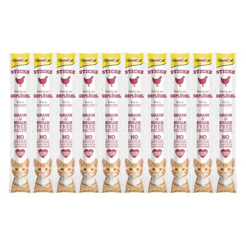 GimCat Stick Snack per gatti (Set %: 3 x 10 pz Pollame)