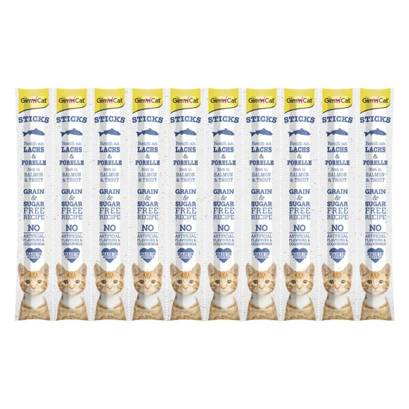 GimCat Stick Snack per gatti (Set %: 3 x 10 pz Salmone e Trota)