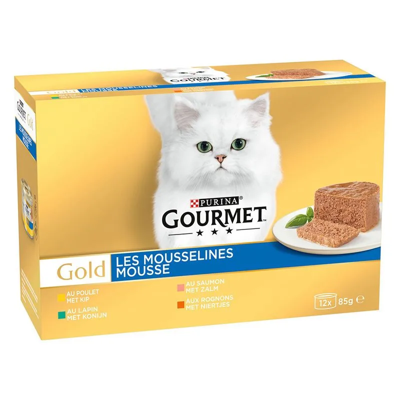 12 + 4 / 36 + 12 gratis! 16 x 85 g / 48 x 85 g Gourmet Gold (48 x 85 g Mousse: Mix di Carne e Pesce (Coniglio, Pollo, Salmone, Reni) (36 + 12 gratis!))