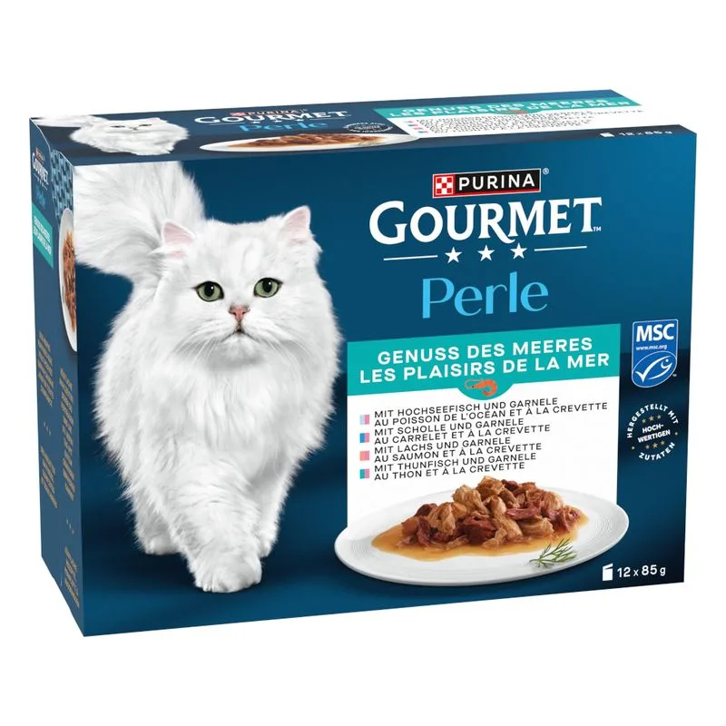 4 + 1 gratis! 5 x Gourmet Perle (5 x (12 x 85 g) Piaceri del Mare (4 varianti))