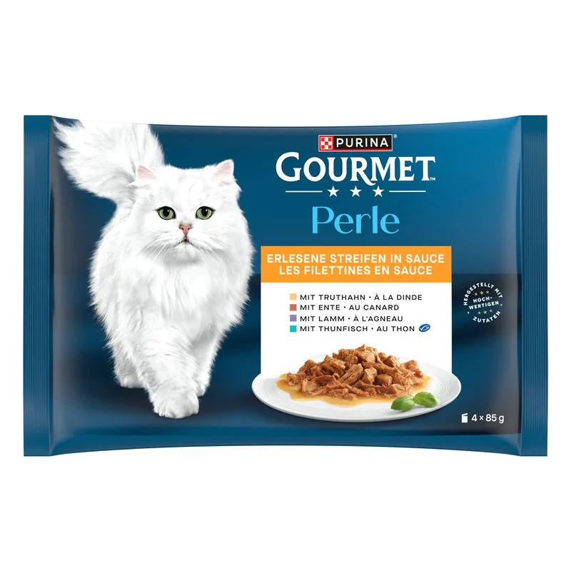 4 + 1 gratis! 5 x Gourmet Perle (5 x (4 x 85 g) Filettini in Salsa (4 varianti))