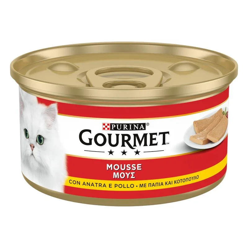 Gourmet 24 x 195 g umido gatto (Mousse Anatra & Pollo)