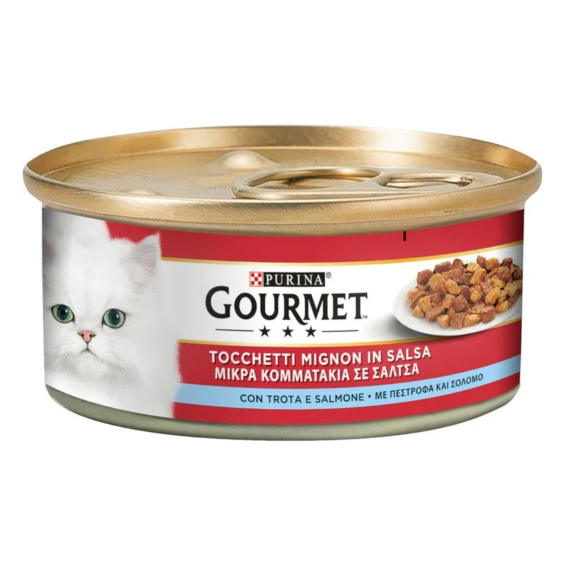 Gourmet 24 x 195 g umido gatto (Tocchetti Mignon in Salsa Trota & Salmone)