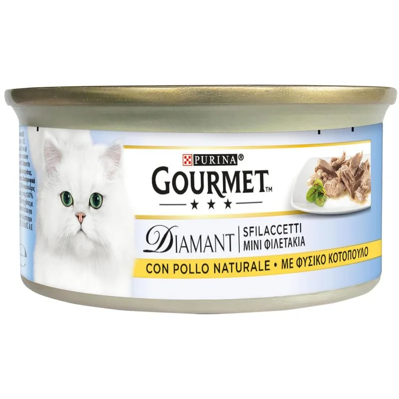 Gourmet Diamant 24 x 85 g (Sfilaccetti con Pollo naturale)