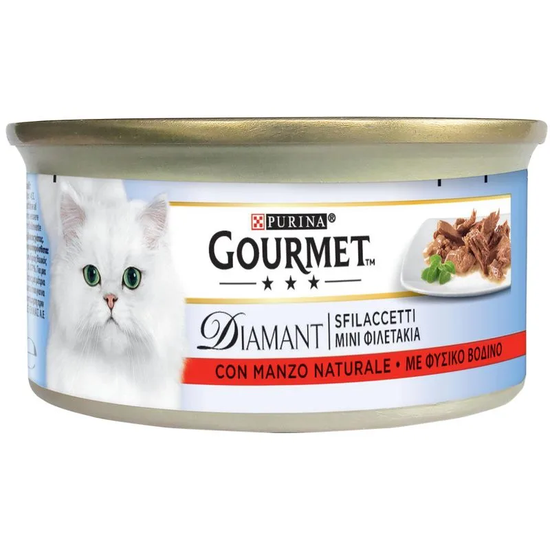 Gourmet Diamant 48 x 85 g (Sfilaccetti con Manzo naturale)