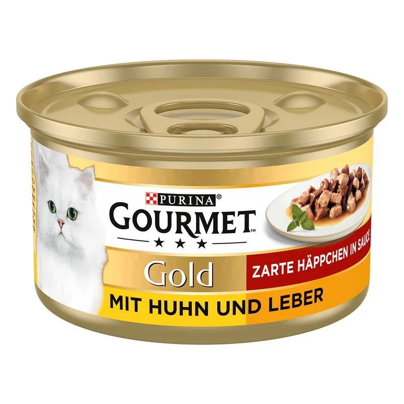 Gourmet Gold Dadini in Salsa 24 x 85 g Alimento umido per gatti (Pollo e Fegato)