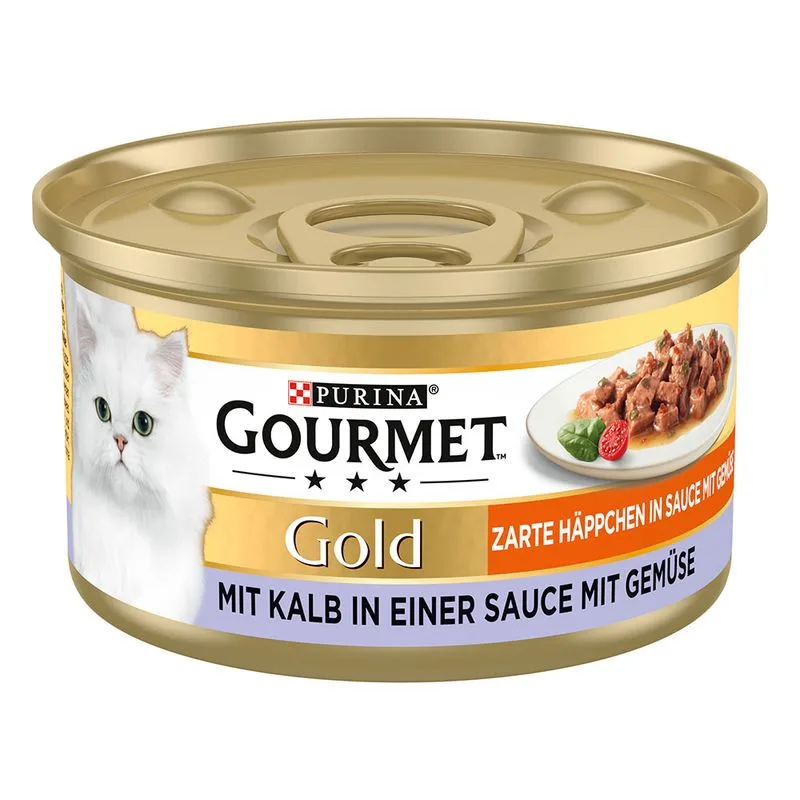 Gourmet Gold Dadini in Salsa 24 x 85 g Alimento umido per gatti (Vitello e Verdura)