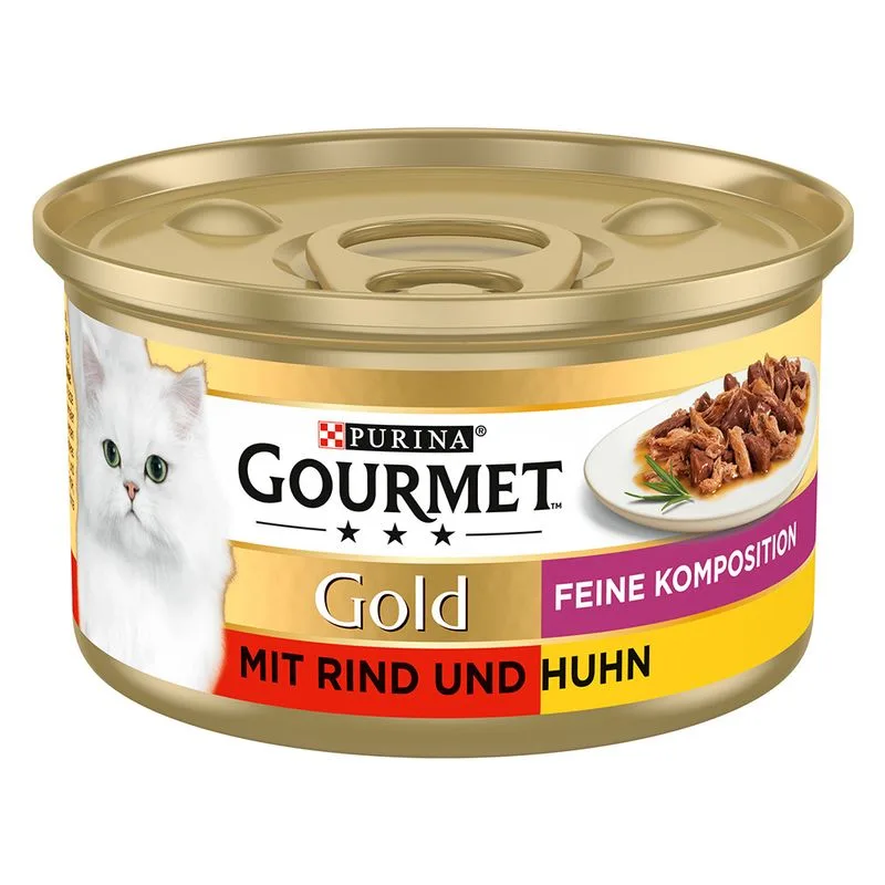 Gourmet Gold Doppio piacere 12 x 85 g Alimento umido per gatto (Manzo e Pollo)