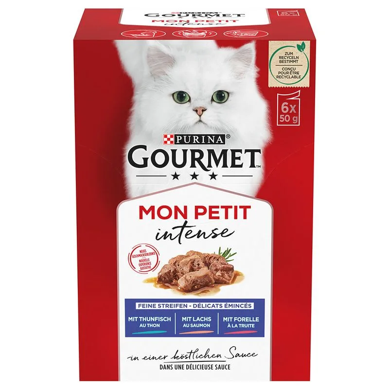 Gourmet Mon Petit 12 x 50 g (Tonno, Salmone, Trota)